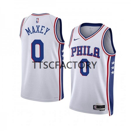 Muške NBA Dres Philadelphia 76ers Tyrese Maxey 0 Nike 2022-23 Association Edition Bijela Swingman